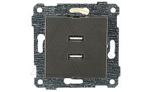 Rita - Розетка 2xUSB Type A, дымчатый | код 2200-449-0195 | Mutlusan