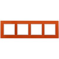 Рамка на 4 поста, стекло, Эра Elegance, оранжевый+бел, 14-5104-22 | код Б0034531 | ЭРА