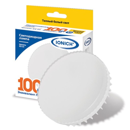 Лампа светодиодная LED 12w 2700К, GX53, 1080Лм IONICH | код 1138 | Universal