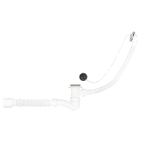 Сифон для ванны прямоточ. 1 1/2' х 40 (выпуск с нержавеющей решеткой,с переливом 60 см,с пробкой и цепочкой), с гофротрубой 40х40/50 | код ИС.110692 | MasterProf