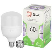 Лампа светодиодная высокой мощности LED 60 Вт 6000Лм 6500К T100 холодный E27/E40 (переходник) 170-265В LED POWER T100-60W-865-E27/E40 Green Line | код Б0066980 | ЭРА