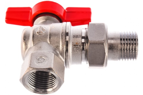 Кран шаровой хромированный угловой со сгоном R789 Ду 15 1/2' Ру16 ВВ полнопроходной бабочка красный (R789X003) | код 007-0921 | Giacomini