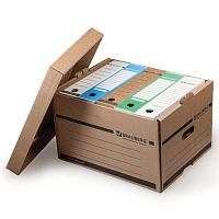 Короб архивный (405х330х265 мм), надстраиваемый, с крышкой, гофрокартон, BRAUBERG, 126521 | код 126521 | BRAUBERG