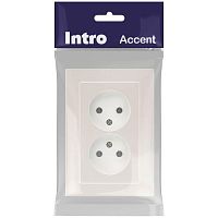 Розетка Intro Accent 6-204-06 2х2P, 16А-250В, IP20, СУ, AL/CU, перламутр | код Б0063446 | ЭРА