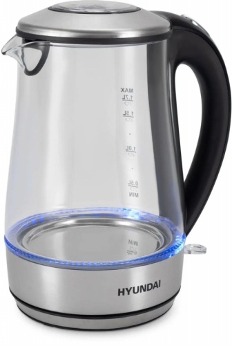 Чайник электрический Hyundai HYK-G8406 1.7л. 2200Вт прозрачный/черный корпус: металл | код 1976474 | HYUNDAI