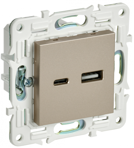 SKANDY Роз. USB A+C 3,1А SK-R14Sh шамп. IEK | код SK-U22-D31-K37 | IEK