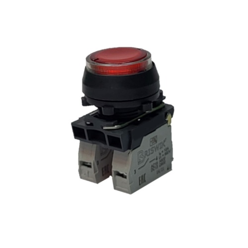 Выключатель Briswik КЕ 171/4м -Л 220В красный 1но+0нз цилиндр с подсветкой IP66 УХЛ2 10А | код aZ-EB-6Ai-7211 | Briswik