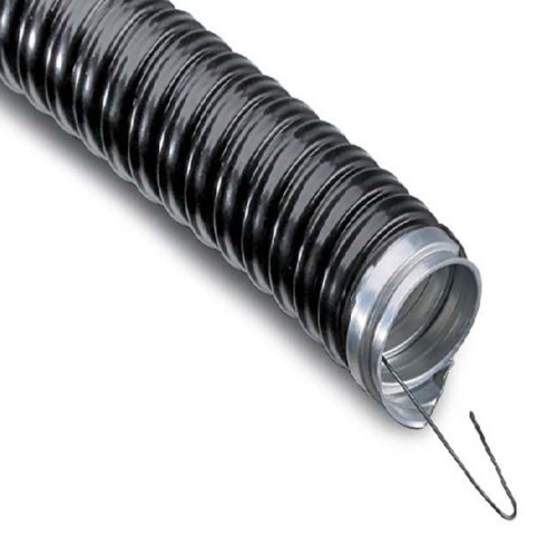 Металлорукав в ПВХ изоляции МРПИнг-18 (бухта 50 м/уп.) с зондом, черный REXANT | код 28-0118-50 | REXANT