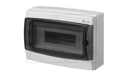 Щит навесной GALANT 1x12M, N/PE 2x 8x16+6x10mm2, дымчатая пласт. дверь, светло-серый RAL7035, 217x307x117mm, IP65 | код 1603-01 | Elektro-plast Nasielsk