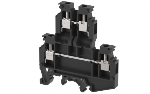 Клемма проходная винтовая 4 мм2, двухуровневая, на 4 подключения, черная KUDD4N(BK) | код 1103390005 | Elmex