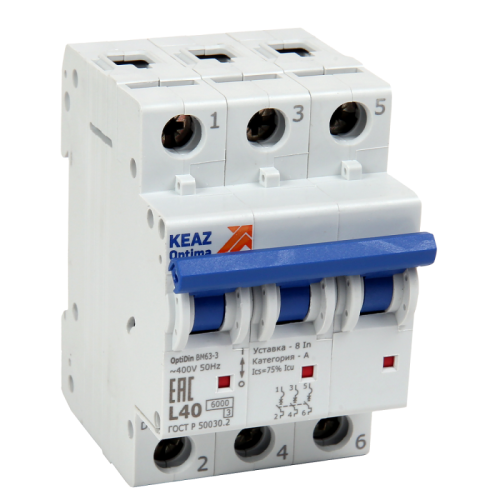 Автоматический выключатель, серии OptiDin BM63, BM63-3K5-УХЛ3, новое исполнение (1 шт.) КЭАЗ | код 260833 | КЭАЗ