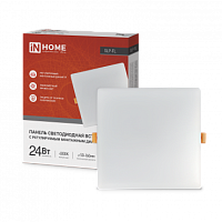 Панель светодиодная встраиваемая безрамочная SLP-FL 24Вт 230В 4000К 2160Лм 170мм с рег. монтаж. 50-160мм белая IP20 IN HOME | код 4690612041810 | IN HOME