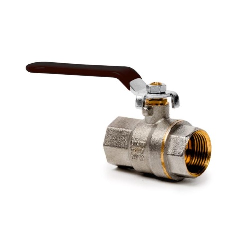 Кран шаровой ручка рычаг латунь внутр./внутр. резьба 1 1/2дюйм PN40 еврослот никель | код 43355 | RTP