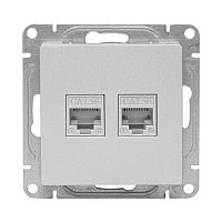 Эпика Механизм розетки RJ45 - 2шт (cat5) алюминий EKF | код UP1-SOA-2RJ45-5 | EKF