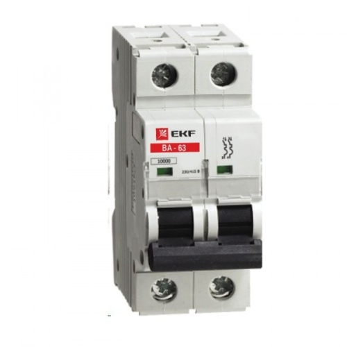 Автоматический выключатель ВА-63, 2P 2А (C) 10kA EKF | код. elr-2-02 | EKF 