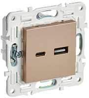 SKANDY Роз. USB A+C 3,1А SK-R14Sa песоч. IEK | код SK-U22-D31-K98 | IEK