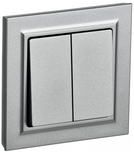 BRITE Выключ. 2-кл. 10А в сб. ВСР10-2-0-БрА алюм. IEK | код BR-V20-0-10-K47-F | IEK