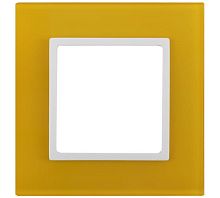 Рамка на 1 пост, стекло, Эра Elegance, жёлтый+бел, 14-5101-21 | код Б0034476 | ЭРА