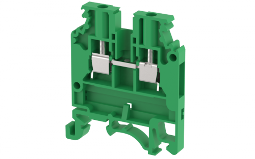 Клемма проходная винтовая 2,5 мм2, на 2 подключения, зеленая KUT2.5N-GR | код 1102010003 | Elmex