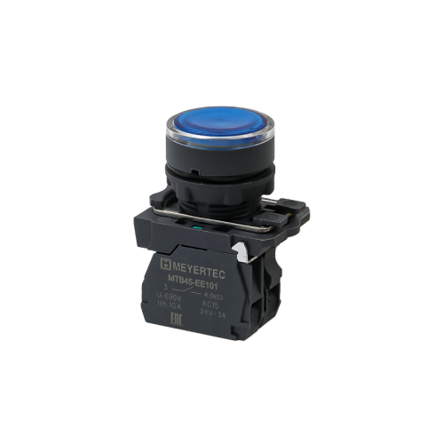 Кнопка синяя с подсветкой, 1NO, 24V AC/DC, IP65, пластик MTB5-AW36711 | код 137277 | MEYERTEC Кнопка синяя с подсветкой, 1NO, 24V AC/DC, IP65, пластик MTB5-AW36711 | код 137277 | MEYERTEC
