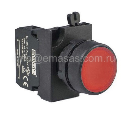 Кнопка с подсветкой-светодиод красная CP260DК (1НЗ) | код CP260DK | EMAS