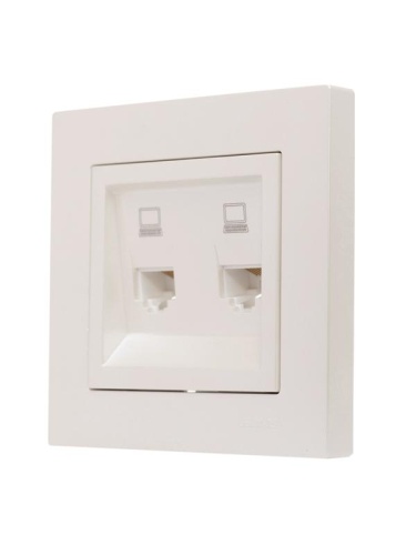 Розетка компьютерная 2-м СП Vesna механизм жемчуж./бел. перламутр LEZARD 742-3088-141 фото 8