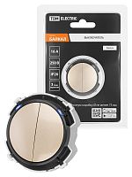 Выключатель 2-кл. 16А 250В проходной кнопочный механизм шампань, Байкал TDM | код SQ1819-0525 | TDM