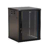 Шкаф настенный TWB-1566-GP-RAL9004 19дюйм 15U 775х600х600мм стеклян. дверь черн. (RAL 9004) (разобранный)