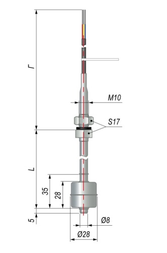 Датчик уровня поплавковый ПДУ-2.1.850.К/5 | код 135414 | ОВЕН Датчик уровня поплавковый ПДУ-2.1.850.К/5 | код 135414 | ОВЕН