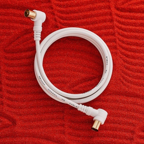 Шнур ТВ штекер - ТВ штекер, угловой, длина 1,5 метра, белый, | код 18-0112 | REXANT