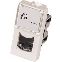 Вставка Mosaic 22.5x45, RJ-45 UTP, кат.5e, со шторкой и увеличенным окном маркировки, белая | код LAN-SIP-22U5E-WH | LANMASTER