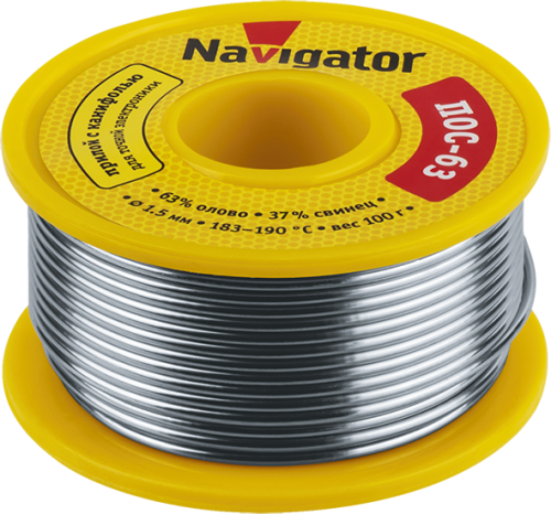 Припой 93 782 NEM-Pos05-63K-1.5-K100 (ПОС-63 катушка 1.5мм 100г) NAVIGATOR 93782 Припой 93 782 NEM-Pos05-63K-1.5-K100 (ПОС-63 катушка 1.5мм 100г) NAVIGATOR 93782