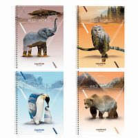 Тетрадь А4, 80 л., BRAUBERG, гребень, клетка, глянцевый лак, WILD, 404052 | код 404052 | BRAUBERG