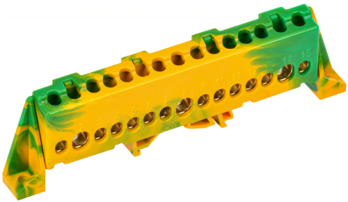 TEKFOR Шина PE земля в комб. изол. Стойка 8х12-15-ЖЗ IEK | код TF-NN20-15-DP-K52 | IEK
