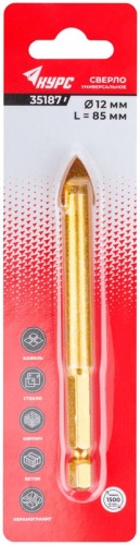 Сверло универсальное, шестигранный U-хвостовик под биту 12х85 мм | код 35187 | FIT фото 3