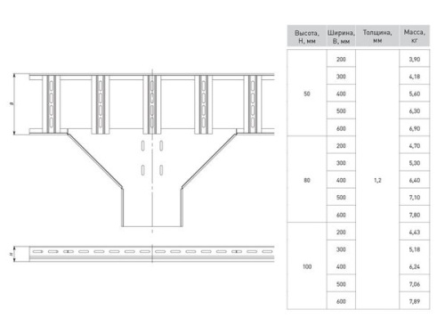 Ответвитель T-образный для лестничного лотка 50х600 мм | код tlt50600 | EKF фото 3