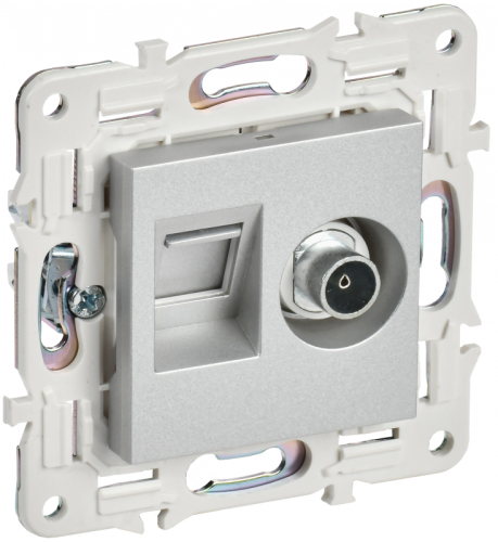 SKANDY Роз. двойная TV+RJ45 кат.6E SK-A15S сереб. IEK | код SK-AK20-2-K23 | IEK SKANDY Роз. двойная TV+RJ45 кат.6E SK-A15S сереб. IEK | код SK-AK20-2-K23 | IEK