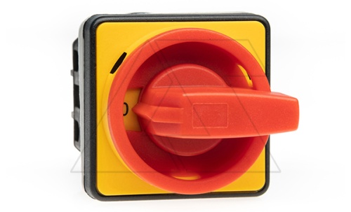 Переключатель BS 25 92 LK, аварийный, 4P, 25A, тип 0-1, 11kW(400VAC по АС-23), на дверь, красная блокируемая в 0 рукоятка, фронт IP40 | код EAC603720 | Rade Koncar