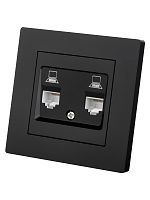 Розетка компьютерная двойная RJ45 черная Сенеж TDM | код SQ1816-0323 | TDM