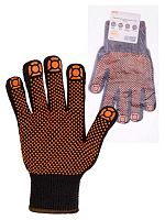 Перчатки х/б плотной вязки с ПВХ, Точка, черные, 9, 10 кл., 77-80 г, 1 пара, TDM | код SQ1016-0211 | TDM