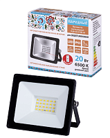 Прожектор светодиодный СДО-04-020Н-Ф (с фотореле) 20 Вт, 6500 К, IP65, черный, Народный | код SQ0336-0232 | TDM НАРОДНЫЙ