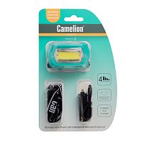 Фонарь налобный LED53411 аккум. 3.7В COB 3Вт 3 реж. 3 x AAA Type-C блист зел. Camelion 15763