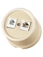 Розетка телефонная RJ11 + компьютерная RJ45 сл. кость «Болонь» TDM | код SQ1820-0352 | TDM