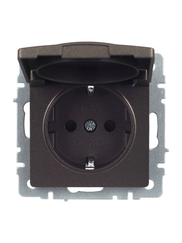 BRITE Розетка 1-местная с заземлением с защитными шторками и крышкой 16А IP20 РСбш10-3-БрТБ темная бронза | код BR-R16-16-K45 | IEK фото 7