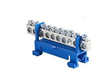 Шина N ноль на DIN-изол тип Стойка ШНИ-6х9-10 никелированная-синий HLT | код 081-03-172 | HLT