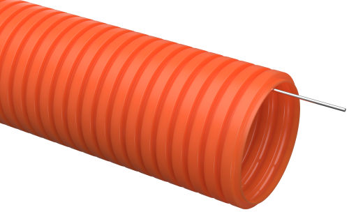 Труба гофрированная ПНД d16 с зондом оранжевая тяжелая (100м) | код CTG21-16-K09-100 | IEK (упак.100 м.)