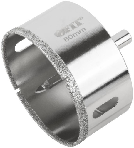 Коронка кольцевая по керамограниту, камню и кафелю алмазная с центровочным сверлом 80х70 мм | код 16228 | FIT Коронка кольцевая по керамограниту, камню и кафелю алмазная с центровочным сверлом 80х70 мм | код 16228 | FIT