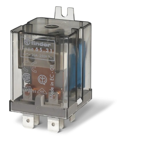 Силовое электромеханическое реле, монтаж в наконечники Faston 250 (6.3x0.8мм), 1NO 30A, контакты AgCdO (зазор ? 3мм), катушка 400В AC, степень защиты RTI, монтажный фланец, опции: нет, упаковка 1шт. | код 653184000300PAS | FINDER