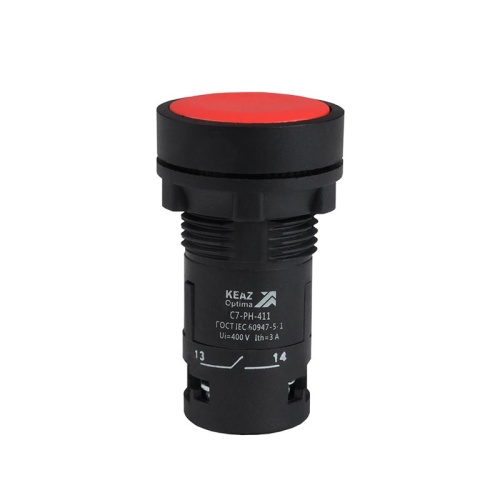 Кнопка с фиксацией OptiSignal Compact D22 C7-PH-411 красная 1НО+1НЗ XB7NH45 | код 362075 | КЭАЗ