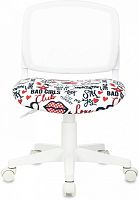 Кресло детское Бюрократ CH-W296NX белый TW-15 сиденье мультиколор красные губы сетка/ткань крестов. пластик пластик белый | код 1920140 | БЮРОКРАТ